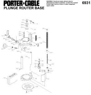 Default 2 Diagram and Parts List for 694VK Type 1 Porter Cable Router